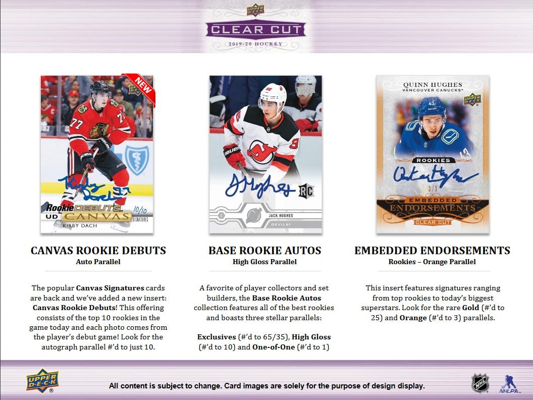2019-20 Upper Deck Clear Cut Hockey Hobby Box - Cartes Sportives Rive Sud