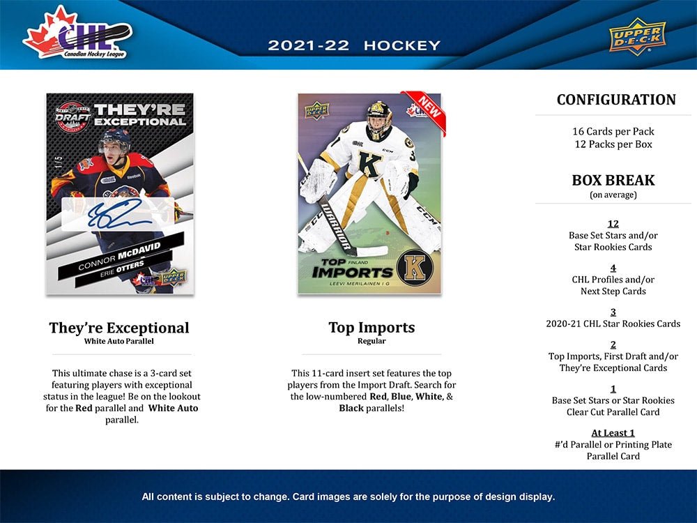 2021-22 Upper Deck CHL Hockey Hobby Box - Cartes Sportives Rive Sud