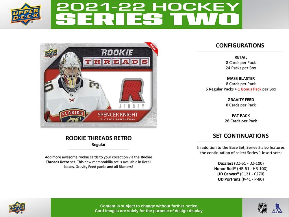 2021-22 Upper Deck Series 2 Hockey Blaster Box - Cartes Sportives Rive Sud