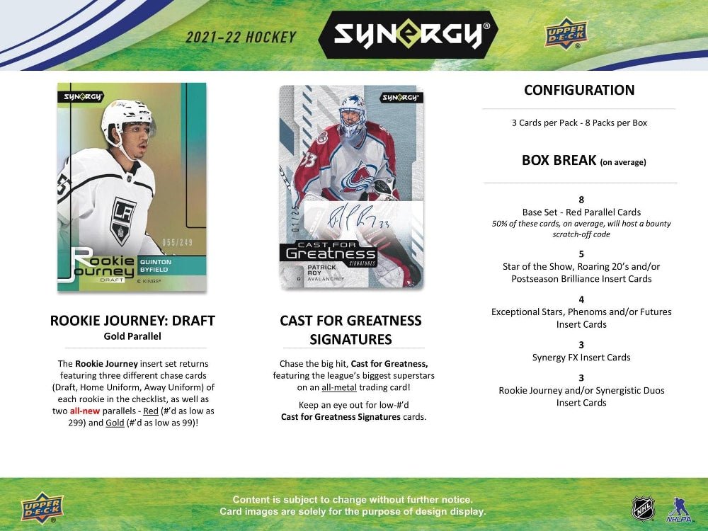 2021-22 Upper Deck Synergy Hockey Hobby Box - Cartes Sportives Rive Sud