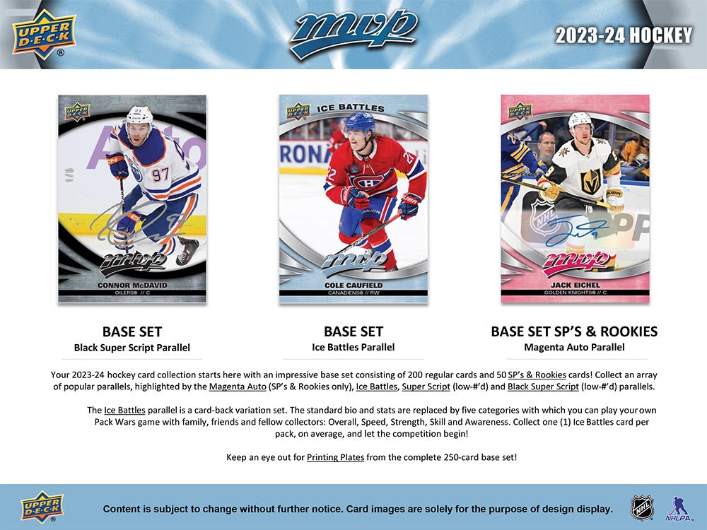 2023-24 Upper Deck MVP Hockey Hobby Box - Cartes Sportives Rive Sud