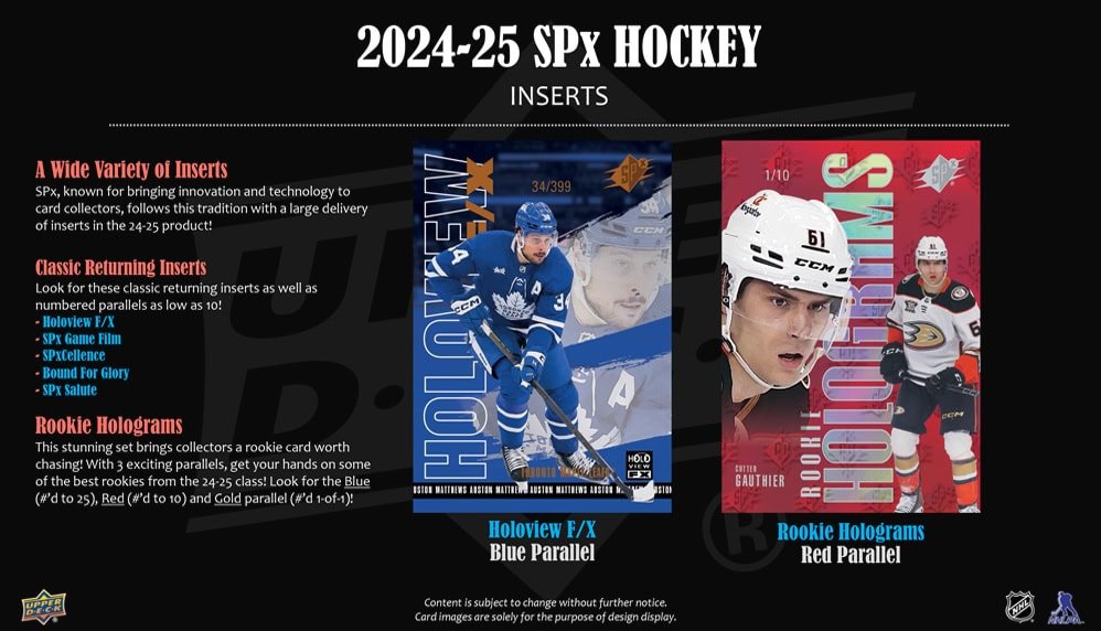 2024 - 25 Upper Deck SPx Hockey Hobby Box (Pre - Order) - Cartes Sportives Rive Sud