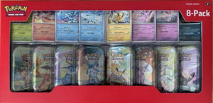 Pokemon Scarlet & Violet Prismatic Evolutions Mini Tin 8 Pack Box